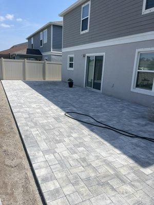 Patio Paver Installation (White and gray)