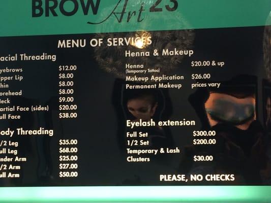 Services and prices