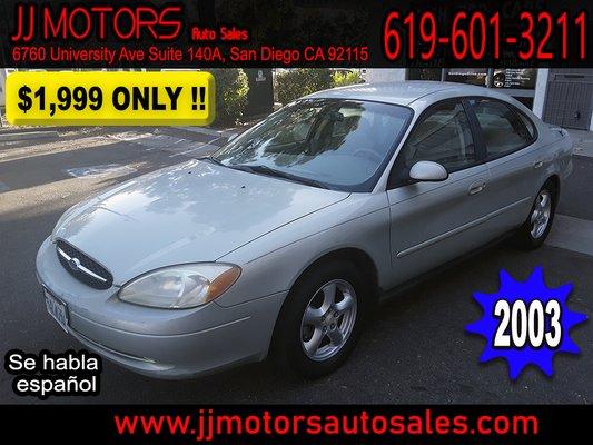 Ford Taurus SES 2003. Clean Title, Clean Carfax, Zero Accidents, Three Owner Vehicle, registration up to March 2020, passed smog ready to go