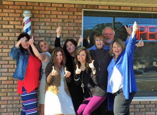 I promise, we are professional! Especially when it comes to cutting your hair...but we had to take at least one fun picture!