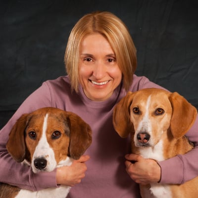 Liz Florine and her two rescue dogs.