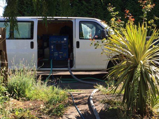 Pete's van while he was inside working