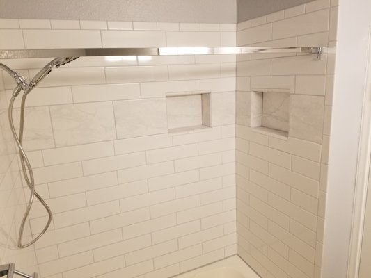 Completed shower.