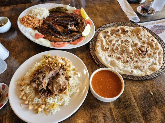 Lamb kozi and grilled fish