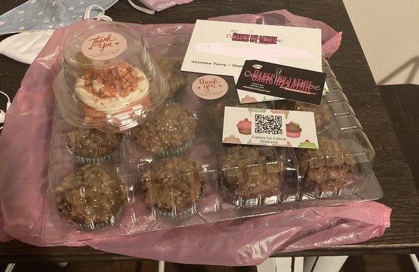 1 Hennessy Strawberry cupcake and a dozen German Chocolate cupcakes