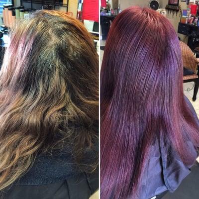 Before & after Brazilian blowout Joico reds