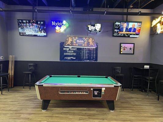 Pool table and TV's