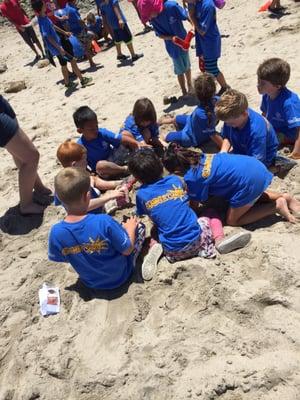 Sand Castle Building during our summer camp beach day.