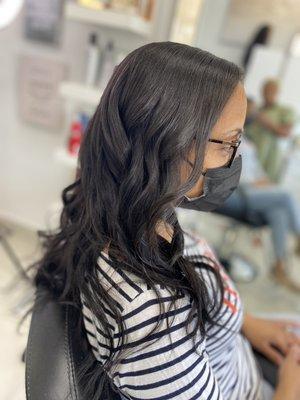 Tape in extensions with beach waves