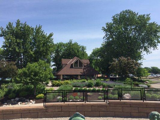 Pavilion with beautiful landscaping