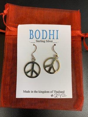 Sterling silver peace earrings.