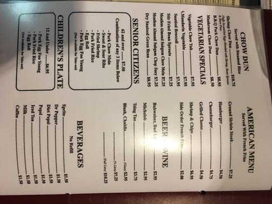 This is the current menu.