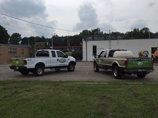 Tailgate wraps with decals on doors.