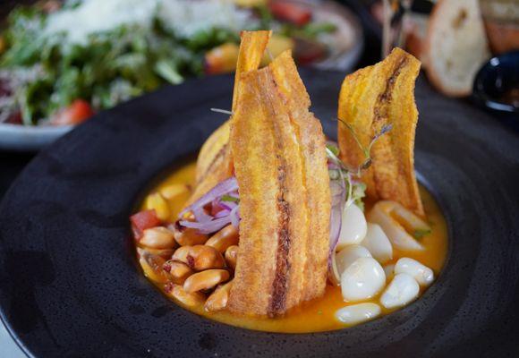 LECHE DE TIGRE
seafood marinated in traditional Peruvian tiger's milk | yellow rocoto peppers | sweet and potato & corn