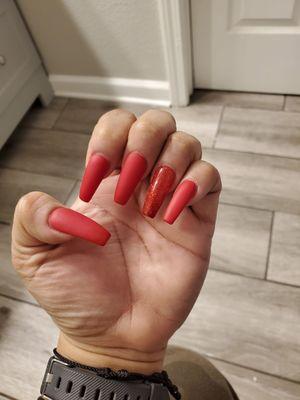 Red matte with red Glitter