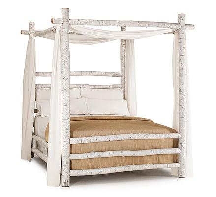 Handcrafted Rustic Canopy Bed #4090 in Antique White Finish by La Lune Collection