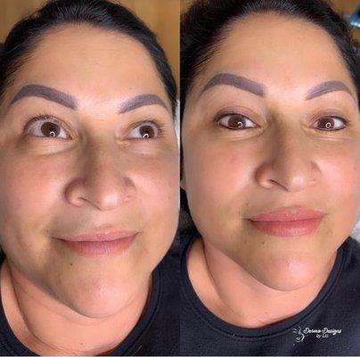 Lip Blush touch up and lash enhancement on upper and lower lashline