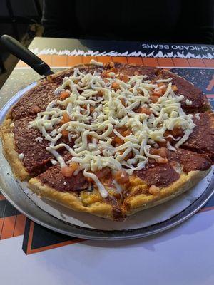 Chicago style deep dish pizza