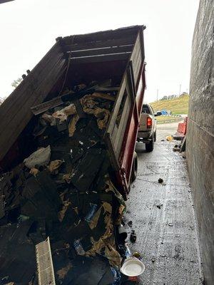 Shingles and construction trash was hauled out