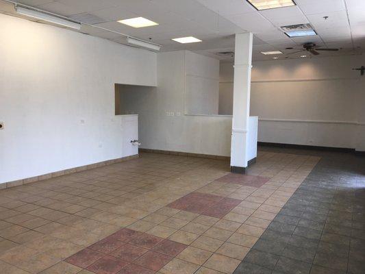 Dining area of this 1388 Sq. Ft. restaurant. Front & center space.