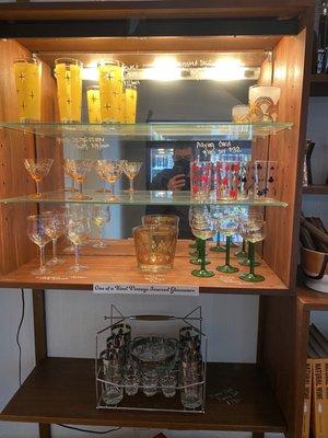 Vintage glassware in the back!