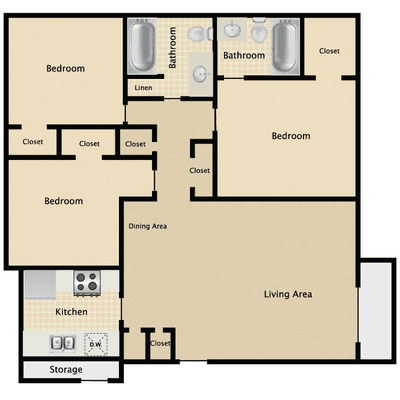 3 Bedroom. 2 Bath