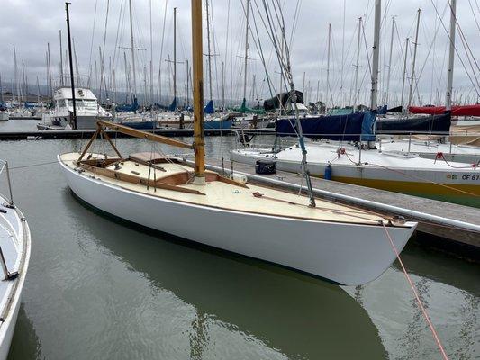 1963 Yankee One Design "FLOTSAM" with new bottom and hull paint.  I will have Agustin Ordaz do the varnish in the next couple weeks.