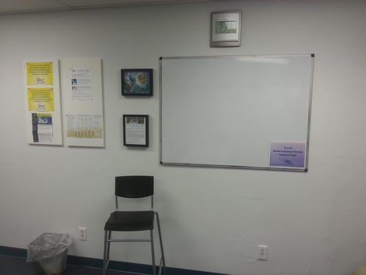 Teaching area at the front of the classroom.