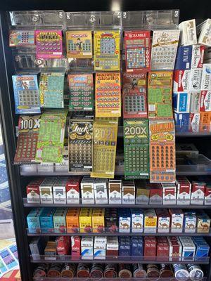 We have lotto, scratchers, Cigarettes and Juul Pods