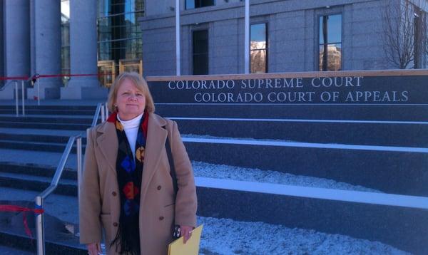 Sally K. Gilbert at the media preview event, December 11, 2012, at the new Colorado Supreme Court Building in Denver, CO.