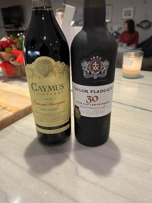 Great wine and a superb port, bought at total wine by me at a great price, not restaurant prices... big saver.