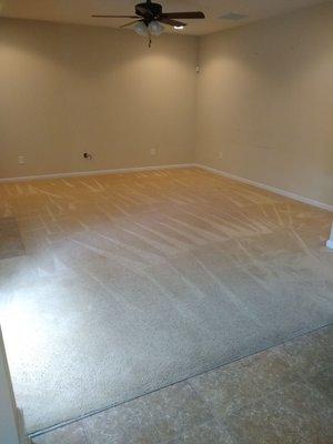 Family Room - 13 yr old carpet in high-traffic area looks brand new after Premier Cleaning & Restoration services!