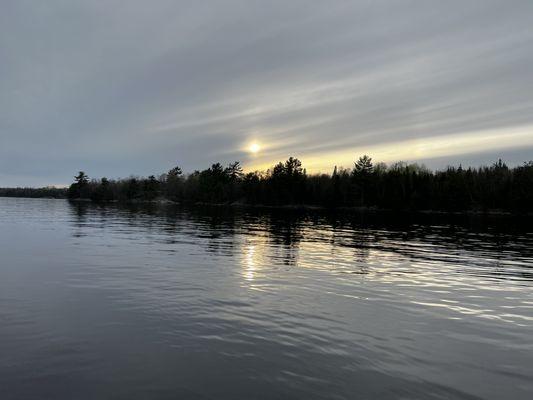 Setting sun on Lake Kabetogama