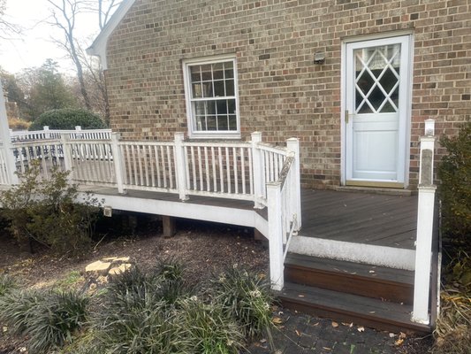 Algae and mold on deck floor , railing