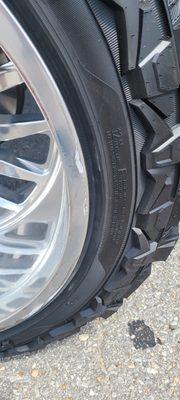 Curb rash, damaged rim