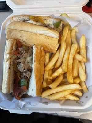 Cheese Steak Sandwich.