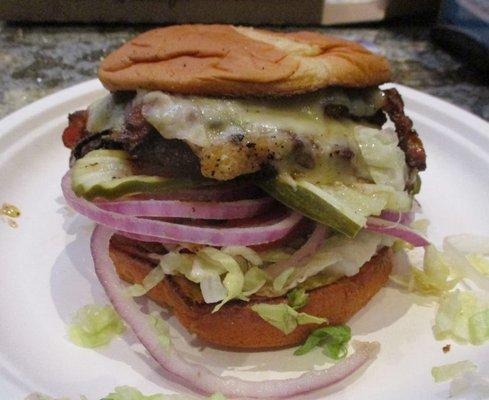 Double cheeseburger with bacon