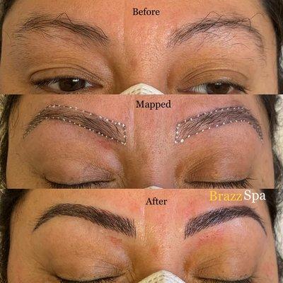 Microblading before, mapped and after