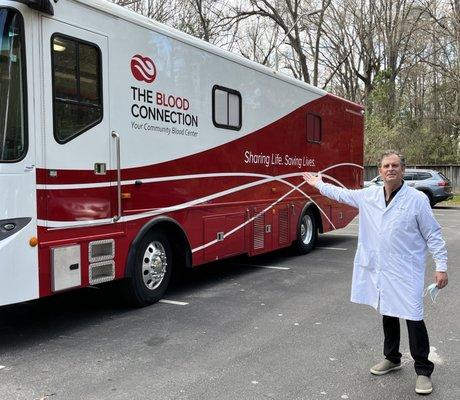 Hosting The Blood Connection for a blood drive.