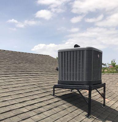 Full system cut in with condenser installed on roof due to lack of yard space