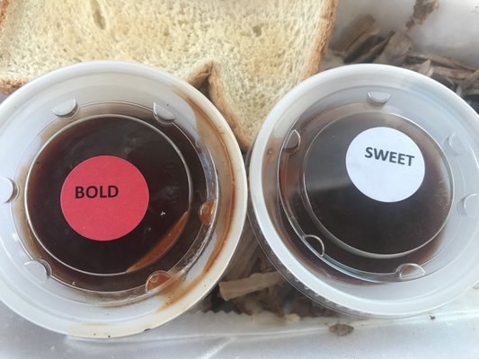 Sweet bbq and bold bbq sauce.