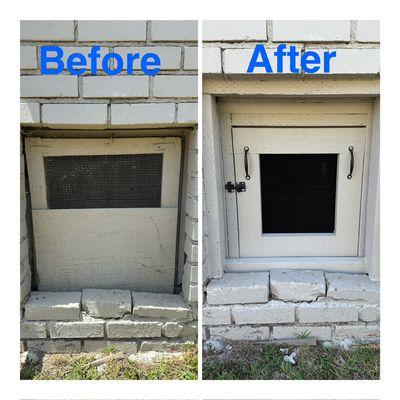 Rodent Proofed Crawlspace Door