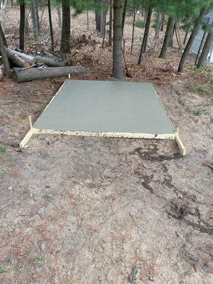 Cement slab for shed