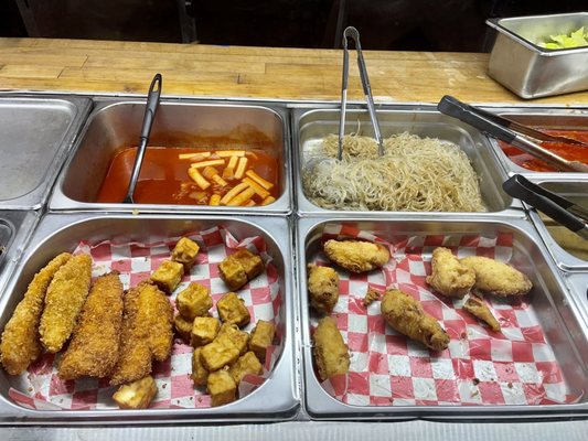 Hot food section - they even have tteoboki (Korean Rice Cake) and Tonkatsu!