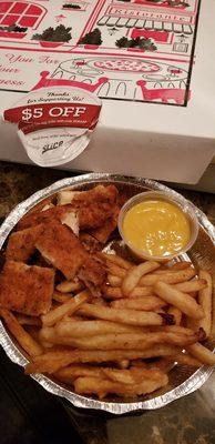 "Chicken fingers" and fries