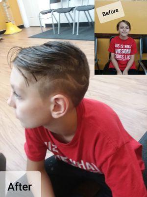 This was how their hair looked before and after Frankie Fadez gave em their first #criiisssppyyy edge up