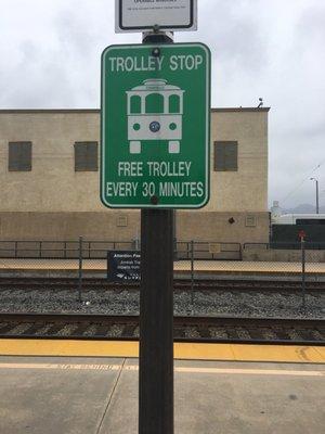 These are what the trolley stop signs around town look like!