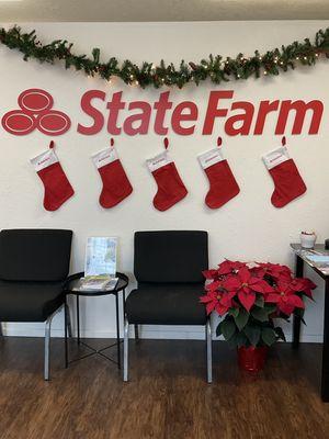 Front of office waiting area during Christmas