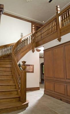 Custom Stairway with Curb Stringer special detail on Newel Post