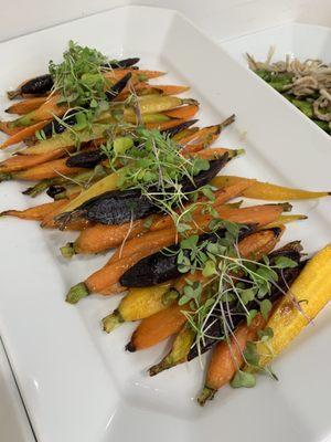 Baby heirloom honey ginger carrots